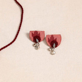 Pink - thread work gs fabart necklace set 05 - handcrafted