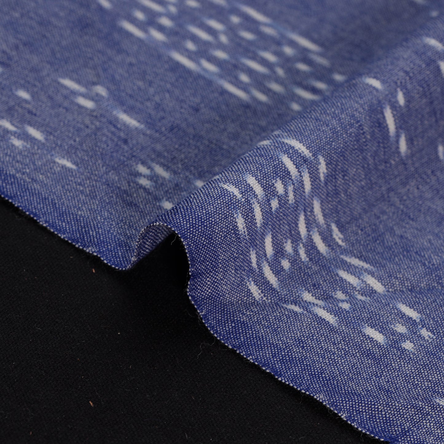 Blue - Exclusive! Pure Handspun Handwoven Pochampally Ikat Cotton x Wool Fabric 02