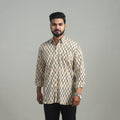 Buy Beige Natural Dyed Cotton Men Ajrakh Print Shirt 