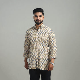 Buy Beige Natural Dyed Cotton Men Ajrakh Print Shirt 
