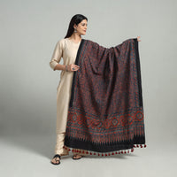 Hand Block Printed Cotton Ajrakh Dupatta 11