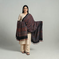 Hand Block Printed Cotton Ajrakh Dupatta 11