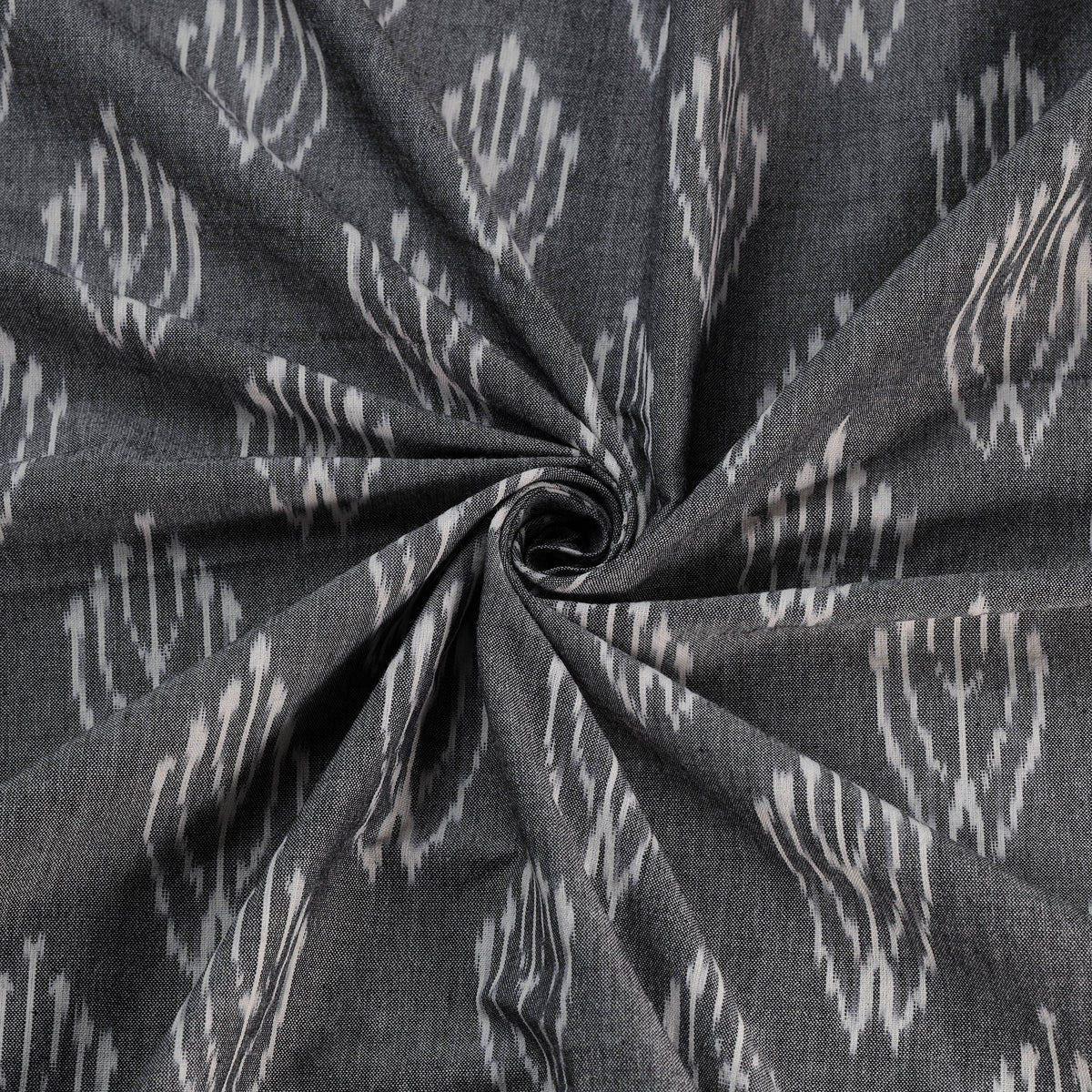 Grey - Exclusive! Pure Handspun Handwoven Pochampally Ikat Cotton x Wool Fabric 03