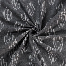 Grey - Exclusive! Pure Handspun Handwoven Pochampally Ikat Cotton x Wool Fabric 03