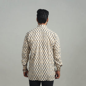 Buy Beige Natural Dyed Cotton Men Ajrakh Print Shirt 
