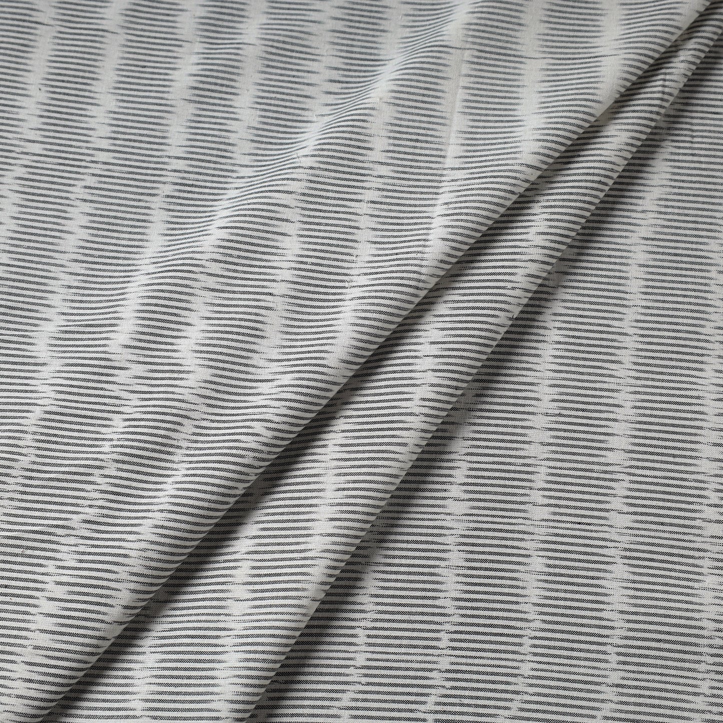 Lined-Patterns Grey Pochampally Ikat Weave Cotton Handloom Fabric