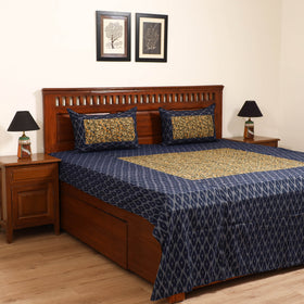 Pochampally Ikat with Kalamkari Patch Cotton Double Bedsheet Set (108 x 90 in) 07