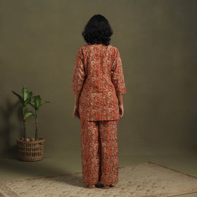 Orange Pedana Natural Dyed Block Print Kalamkari Co-ord Set 