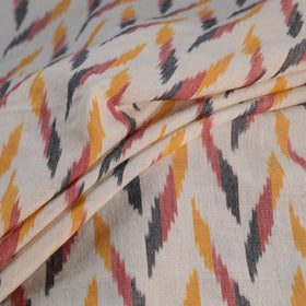 White - Exclusive! Pure Handspun Handwoven Pochampally Ikat Cotton x Wool Fabric 04