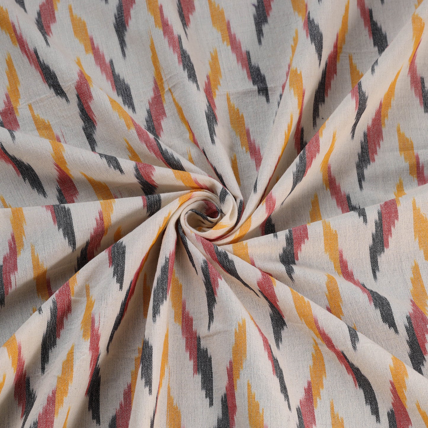 White - Exclusive! Pure Handspun Handwoven Pochampally Ikat Cotton x Wool Fabric 04