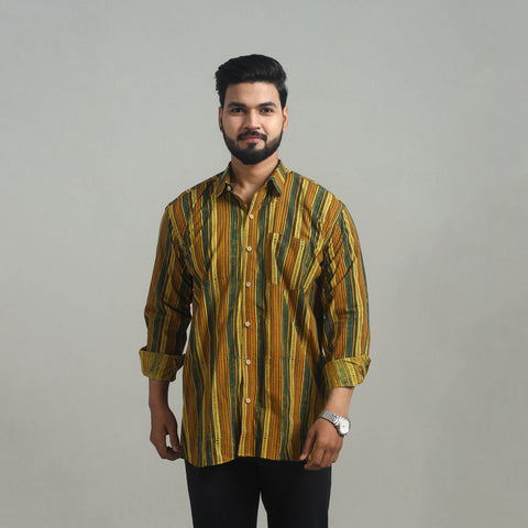 Natural Dyed Cotton Men Ajrakh Print Shirt 06