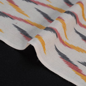 White - Exclusive! Pure Handspun Handwoven Pochampally Ikat Cotton x Wool Fabric 04
