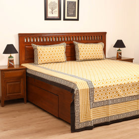 Bagru Hand Block Print Natural Dyed Cotton Double Bedsheet Set (108 x 90 in) 12