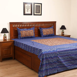Pochampally Ikat with Kalamkari Patch Cotton Double Bedsheet Set (108 x 90 in) 08
