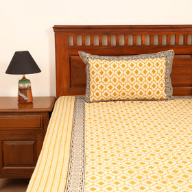Bagru Hand Block Print Natural Dyed Cotton Double Bedsheet Set (108 x 90 in) 12