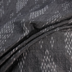Grey - Exclusive! Pure Handspun Handwoven Pochampally Ikat Cotton x Wool Fabric 05