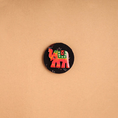 Elephant - Handmade Fabart Wooden Magnet 22