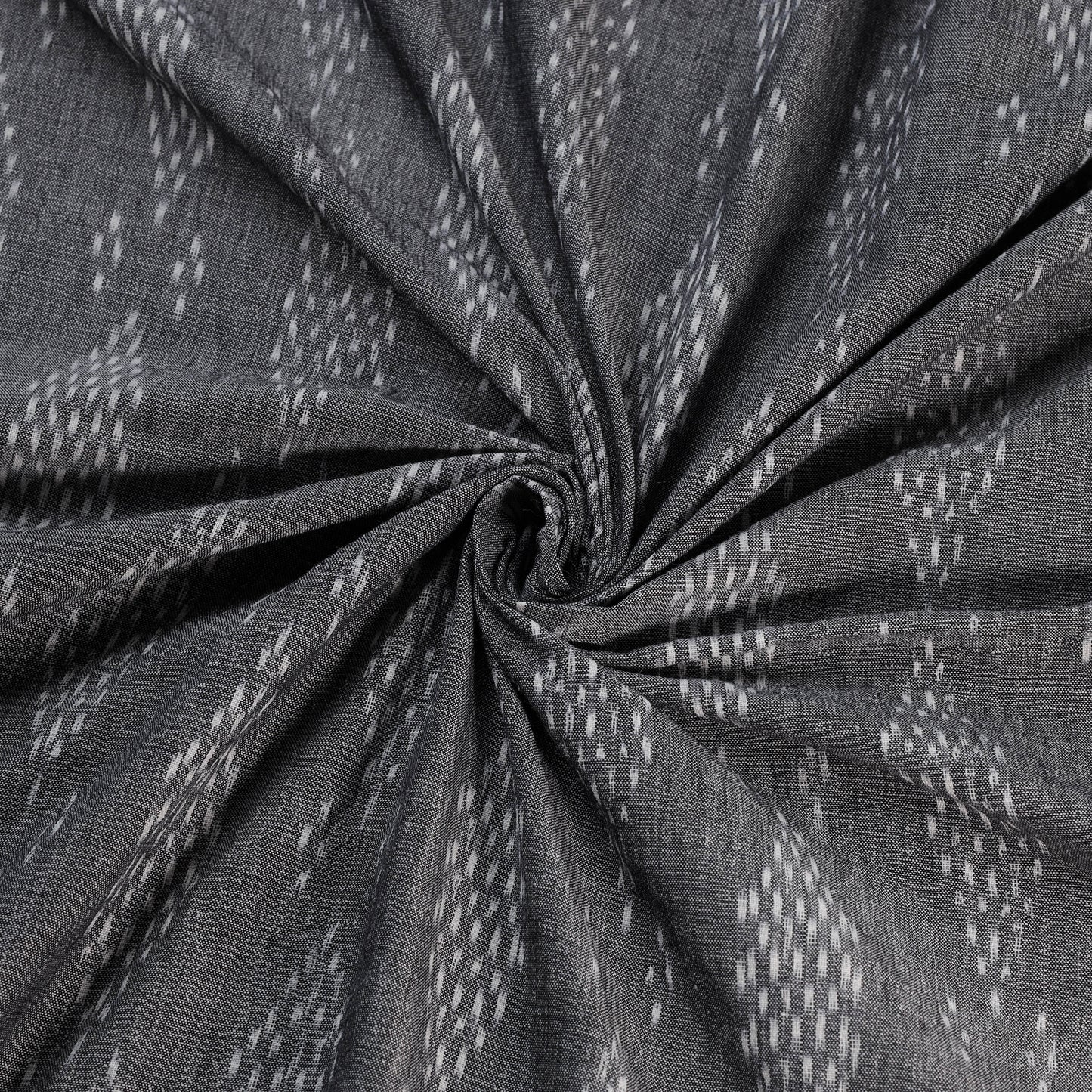 Grey - Exclusive! Pure Handspun Handwoven Pochampally Ikat Cotton x Wool Fabric 05