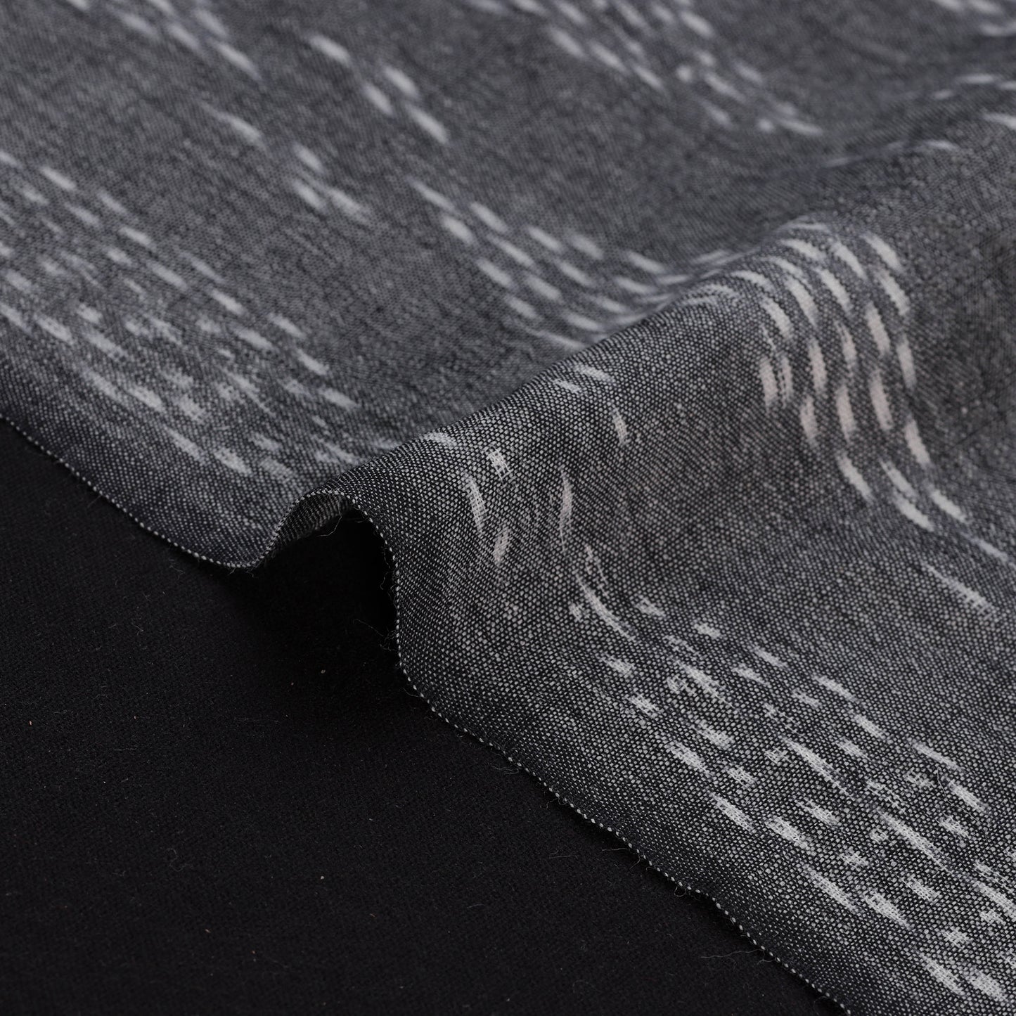 Grey - Exclusive! Pure Handspun Handwoven Pochampally Ikat Cotton x Wool Fabric 05