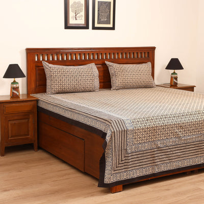 Bagru Hand Block Print Natural Dyed Cotton Double Bedsheet Set (108 x 90 in) 14