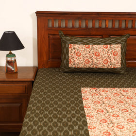 Pochampally Ikat with Kalamkari Patch Cotton Double Bedsheet Set (108 x 90 in) 09