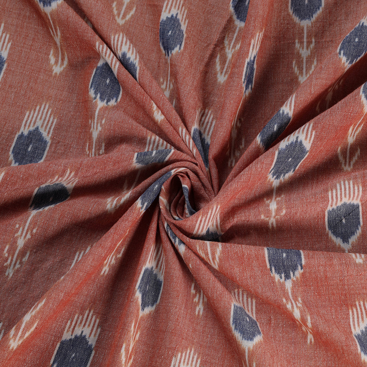 Peach - Exclusive! Pure Handspun Handwoven Pochampally Ikat Cotton x Wool Fabric 06