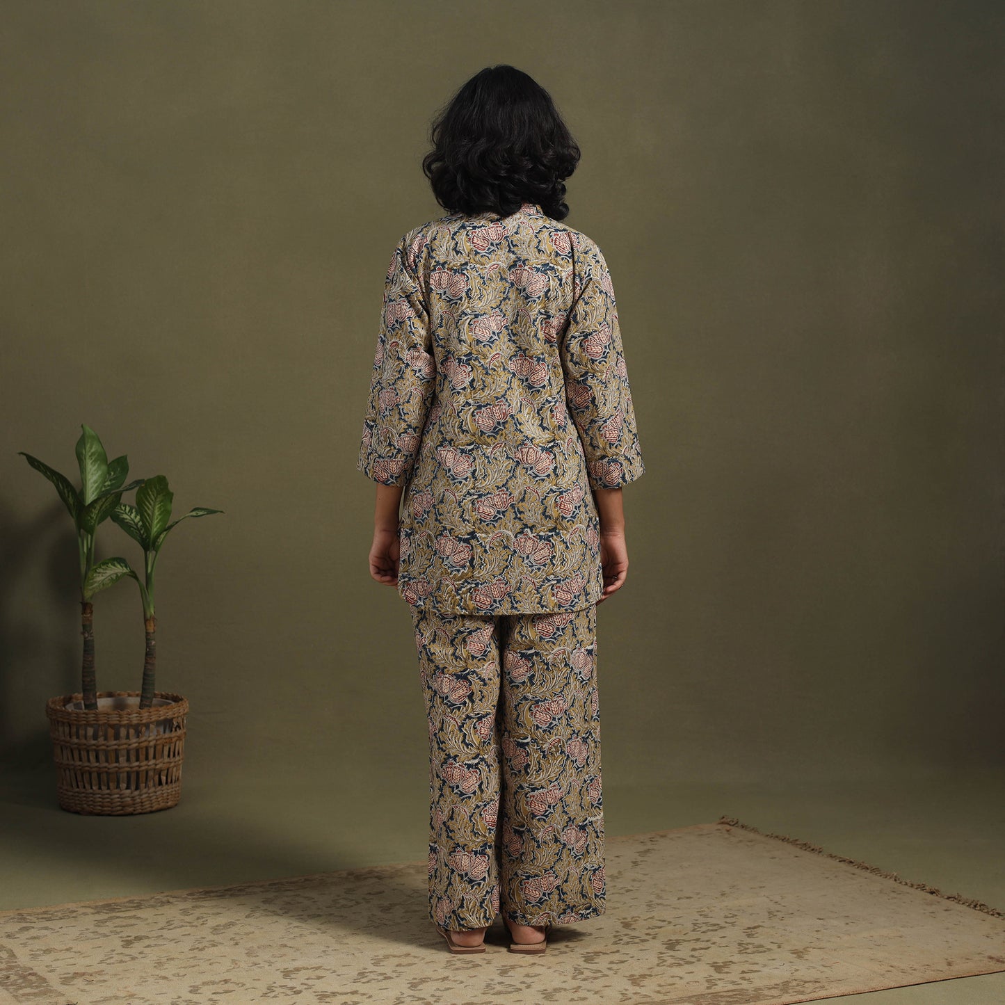 Yellow Pedana Natural Dyed Block Print Kalamkari Co-ord Set 