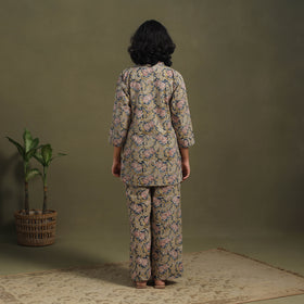 Yellow Pedana Natural Dyed Block Print Kalamkari Co-ord Set 