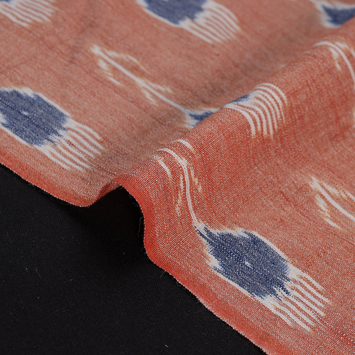 Peach - Exclusive! Pure Handspun Handwoven Pochampally Ikat Cotton x Wool Fabric 06
