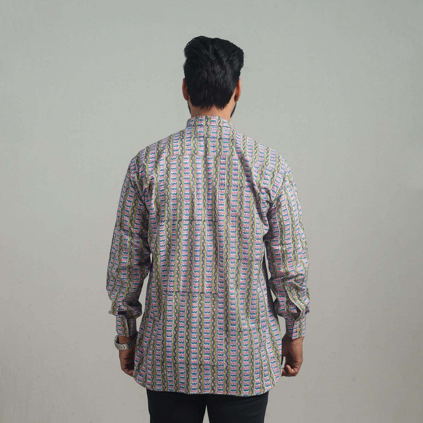 Multicolor - Full Sleeve Cotton Men Sanganeri Print Shirt 04