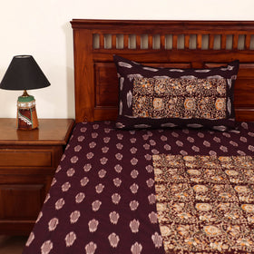 Pochampally Ikat with Kalamkari Patch Cotton Double Bedsheet Set (108 x 90 in) 10