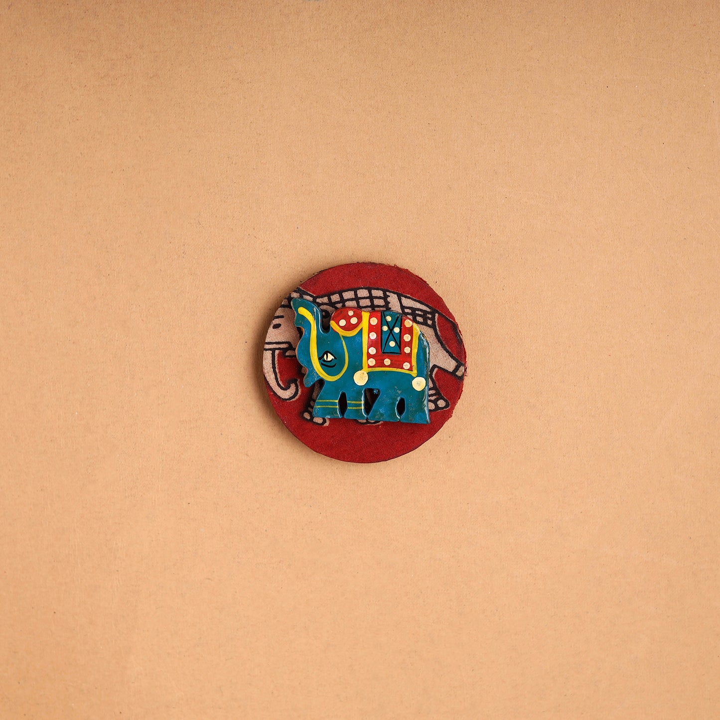 Elephant - Handmade Fabart Wooden Magnet 26