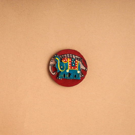 Elephant - Handmade Fabart Wooden Magnet 26