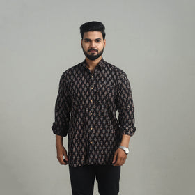 Buy Black Natural Dyed Cotton Men Ajrakh Print Shirt 