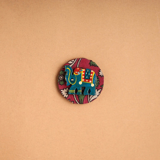 Elephant - Handmade Fabart Wooden Magnet 27