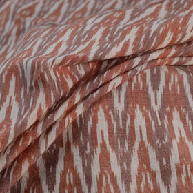 Brown - Exclusive! Pure Handspun Handwoven Pochampally Ikat Cotton x Wool Fabric 08