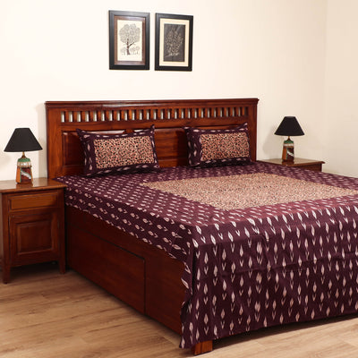 Pochampally Ikat with Kalamkari Patch Cotton Double Bedsheet Set (108 x 90 in) 11
