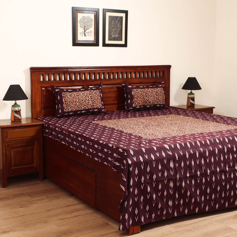 Pochampally Ikat with Kalamkari Patch Cotton Double Bedsheet Set (108 x 90 in) 11