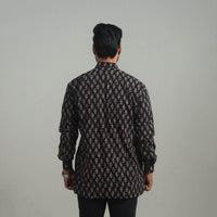 Black - Natural Dyed Cotton Men Ajrakh Print Shirt 03