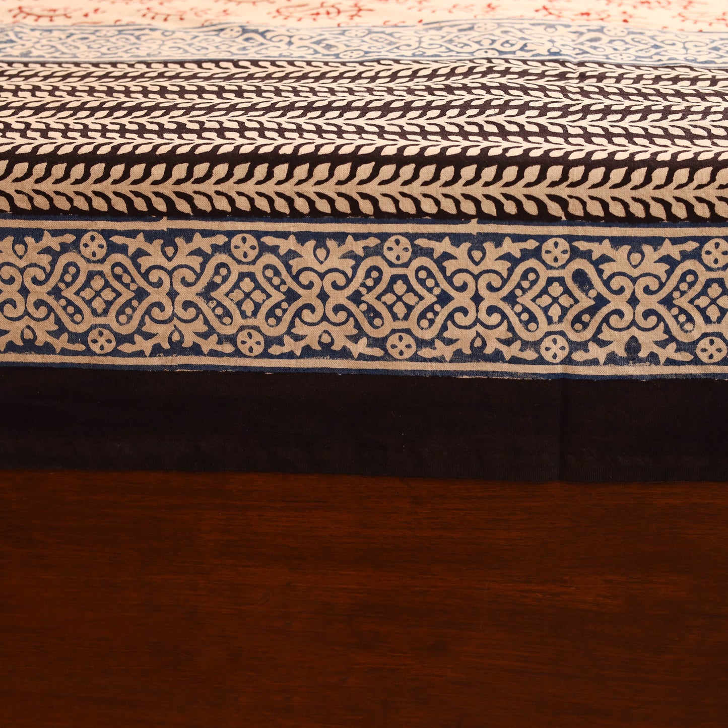 Bagru Hand Block Print Natural Dyed Cotton Double Bedsheet Set (108 x 90 in) 15