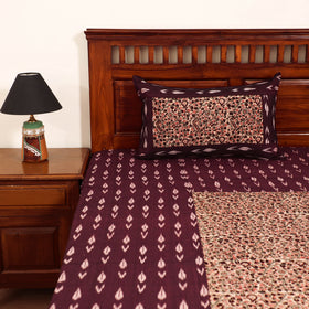 Pochampally Ikat with Kalamkari Patch Cotton Double Bedsheet Set (108 x 90 in) 11
