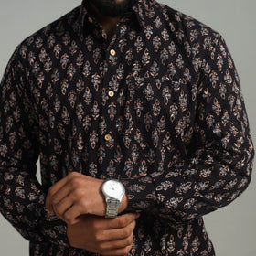 Buy Black Natural Dyed Cotton Men Ajrakh Print Shirt 