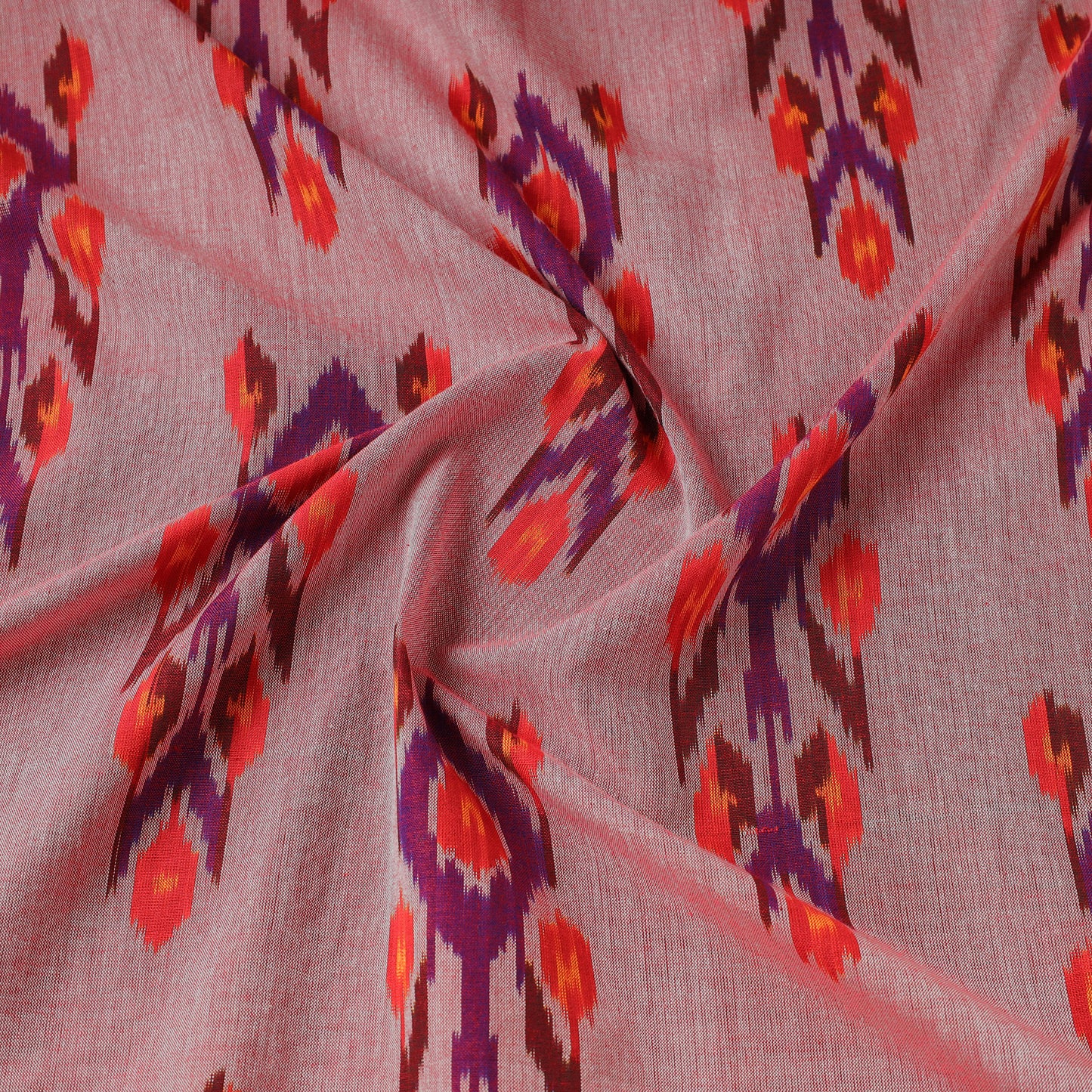 Large Violet Butta's On Pink Pochampally Central Asian Ikat Cotton Handloom Fabric