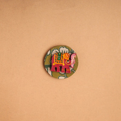 Elephant - Handmade Fabart Wooden Magnet 30