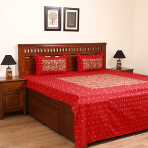 Pochampally Ikat with Kalamkari Patch Cotton Double Bedsheet Set (108 x 90 in) 12