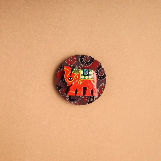 Elephant - Handmade Fabart Wooden Magnet 33