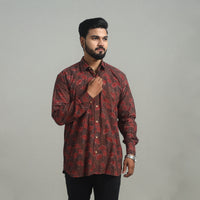 Brown - Natural Dyed Cotton Men Ajrakh Print Shirt 14