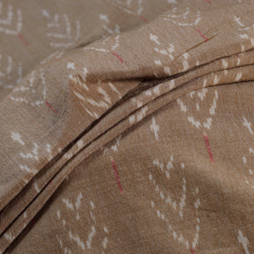 Beige - Exclusive! Pure Handspun Handwoven Pochampally Ikat Cotton x Wool Fabric 10