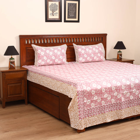 Sanganeri Hand Block Print Cotton Double Bedsheet Set (108 x 90 in) 16