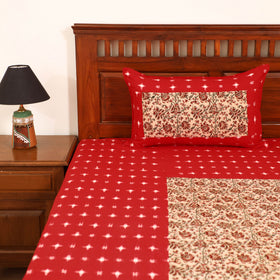 Pochampally Ikat with Kalamkari Patch Cotton Double Bedsheet Set (108 x 90 in) 13